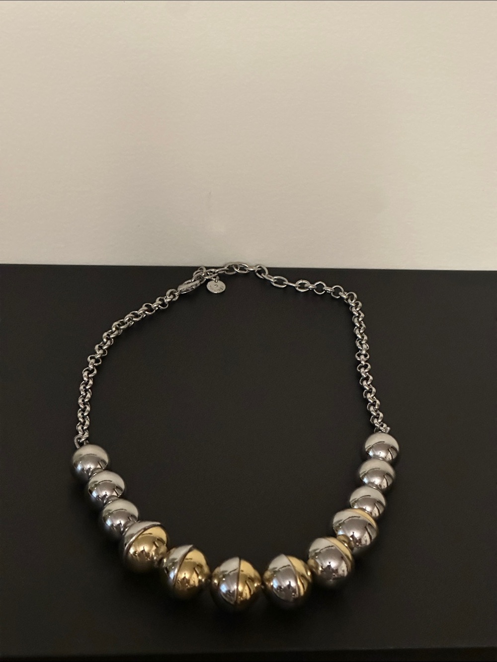 Talbots Two-Tone Silver and Gold Beaded Collar Necklace